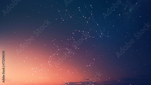 An astral projection of zodiac constellations against a gradient night sky, merging the mystical aspects of astrology with the spiritual journey of selfdiscovery photo
