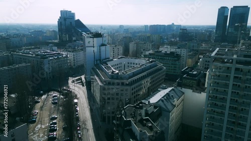 City. Buildings. Residential neighborhood. Multistory buildings. Houses. Business center. Skyscrapers. Business center. Warsaw. Poland. Dormitory district. High quality 4k footage