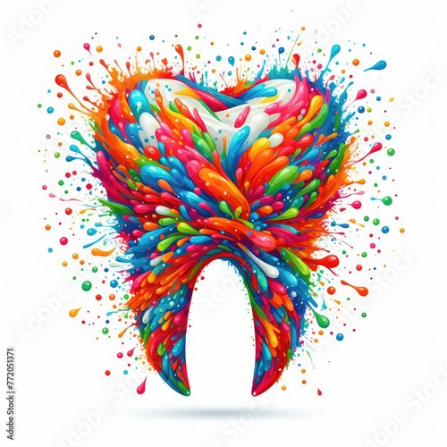 Isolated Colorful Tooth on a Clear PNG Canvas, Generative AI