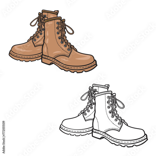 boots vector illustrations. simple design outline style. you can change color you want. drawing with line art style