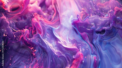 Beautiful abstraction of liquid paints in slow blending flow mixing together gently - generative ai