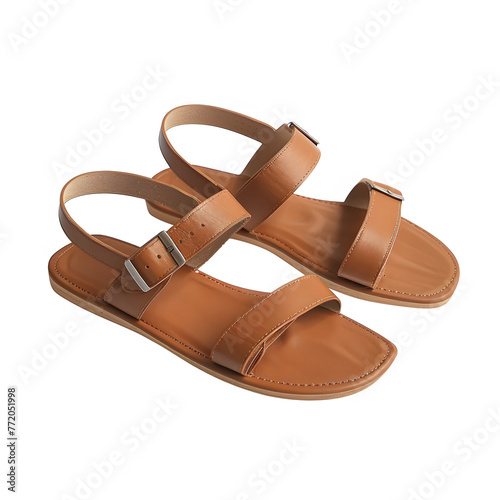 Sandals isolated on white background, minimalism, png 