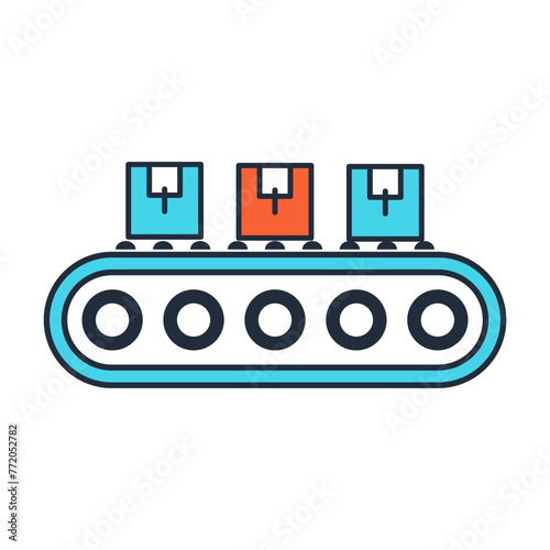 Conveyor belt icon vector illustration image on white background can be used for engineering