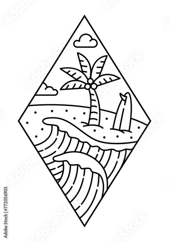 beautiful nature line art illustration vector