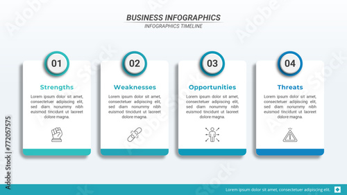 Horizontal Timeline Infographics with 3 Steps and Editable Text and 16:9 Layout for Business Presentations, Planning, Management, and Evaluation.