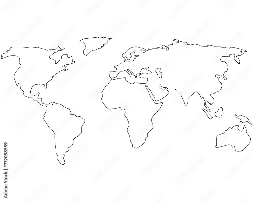 map of the world isolated on white