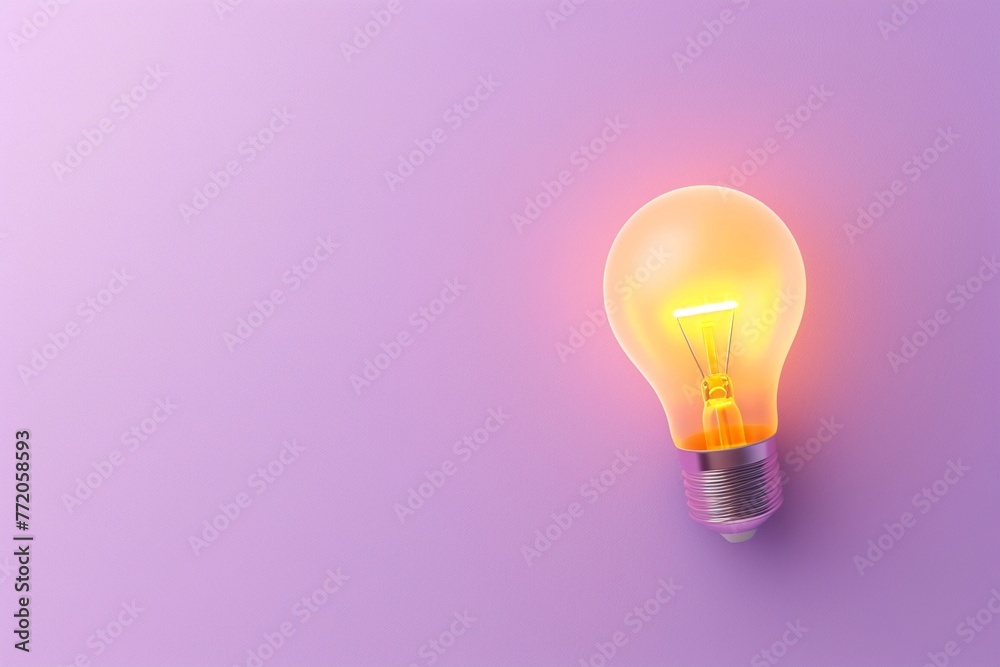 A minimalist 3D light bulb glowing in a warm pastel yellow, denoting innovation and inspiration, set against a soft, solid lavender background. A minimalist 3D light bulb glowing in a warm pastel yellow, denoting innovation and inspiration, set against a soft, solid lavender background.