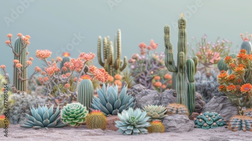 Cactus Wonderland: Marveling at the Rich Diversity and Vibrant Colors of a Desert Succulent Collection, Each Plant a Testament to Nature's Resilience and Magnificence