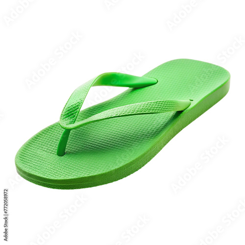 Green flip flop isolated on transparent background.