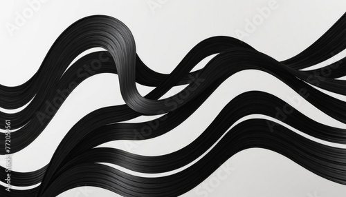 Black Wavy Lines Isolated on White Abstract Background Design