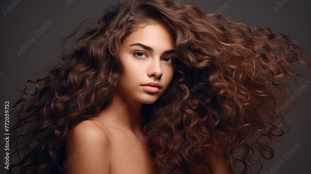 close up of a woman with curly hair close up of a woman with curly hair