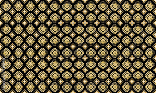 Black background composed of luxurious golden floral Thai pattern.