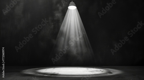Product showcase with spotlight. Black studio room background. Use as montage for product display - generative ai