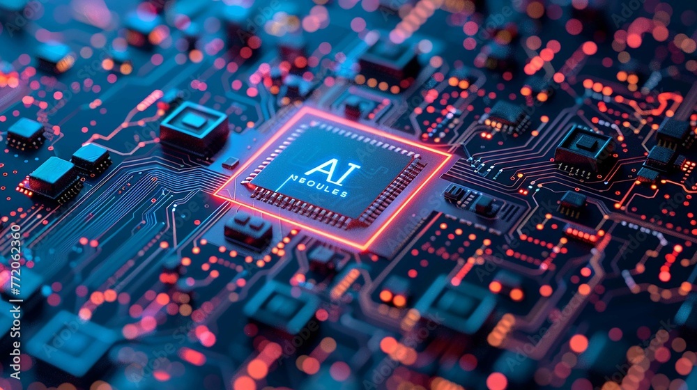 a state-of-the-art microchip engraved with the symbol of AI, symbolizing the forefront of artificial intelligence