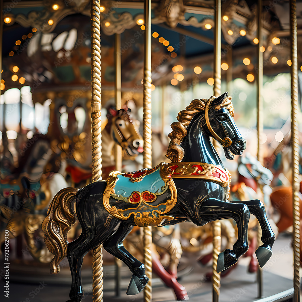 Vintage carousel with ornate decorations.