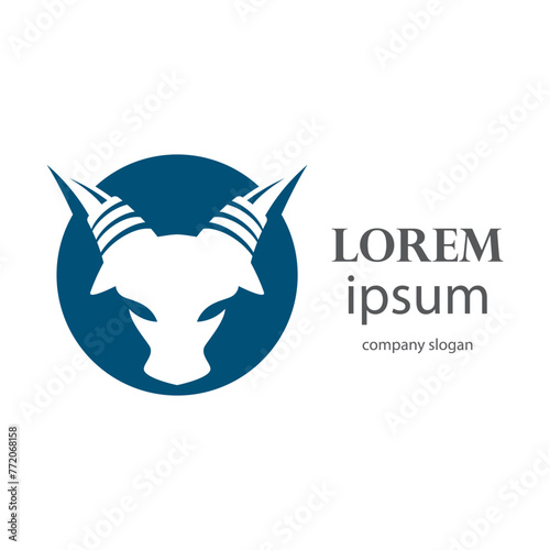 aggressive horned bull head logo design