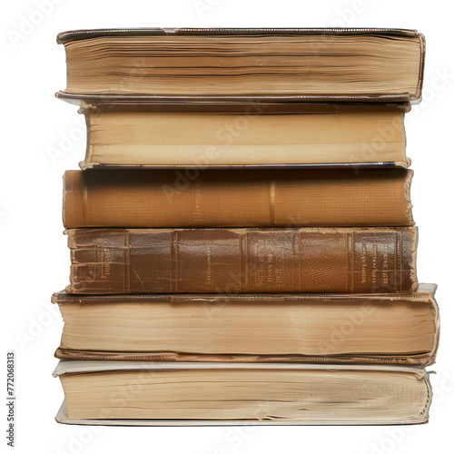 side view of stack of books transparent isolated on white png photo