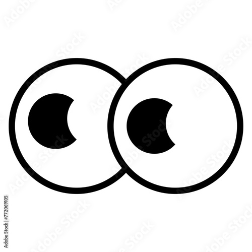 Canvas Print Cartoon bulging eyes icon, eyes looking to the left