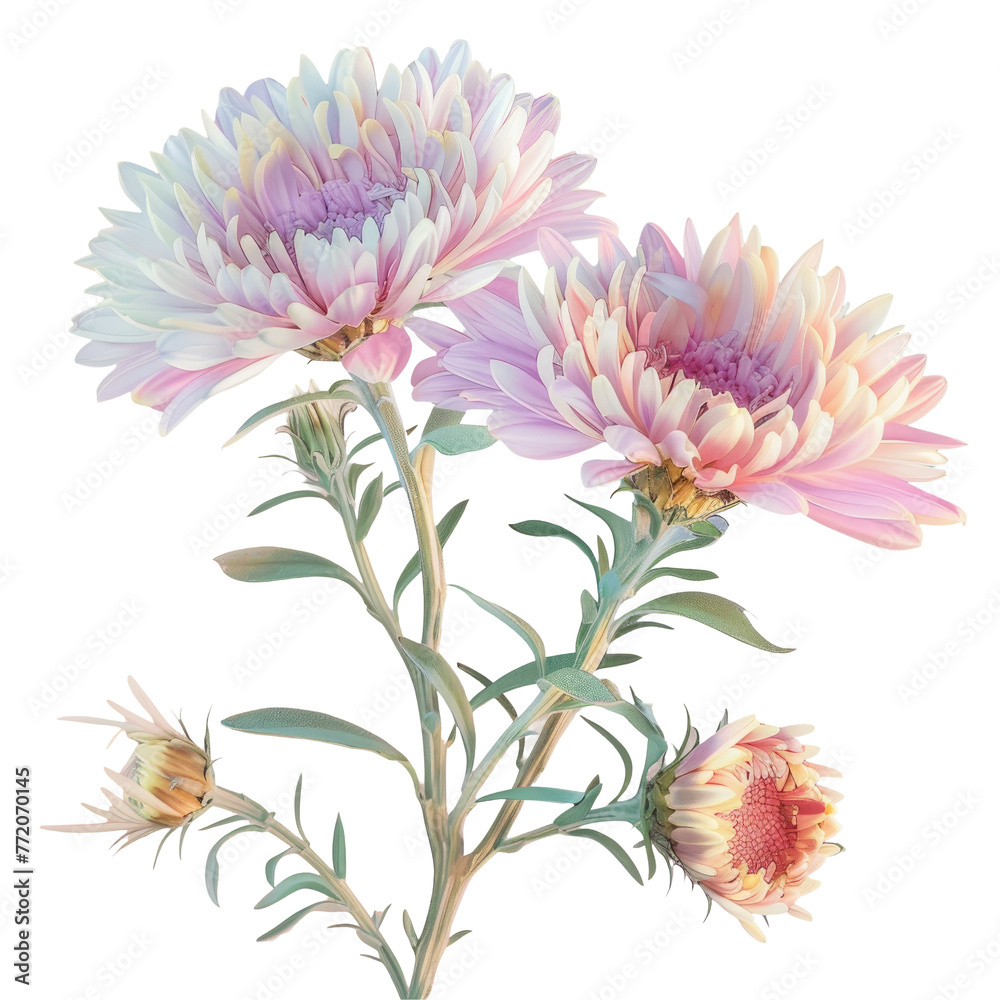 a bunch of pink and white flowers on a transparent background
