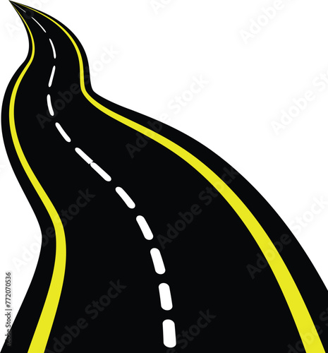 Winding highway road from top view. Flat vector illustration isolated on white background. EPS 10
