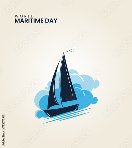 World Maritime Day, Maritime creative concept for social media banner, poster, vector illustration