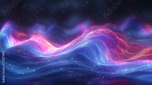 A colorful  swirling wave of light and color. The image is a representation of a dreamlike  otherworldly landscape