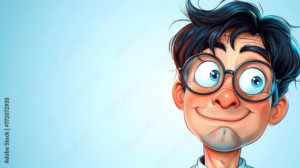 A man in glasses, astonished, gazes at the camera A man in glasses, astonished, gazes at the camera