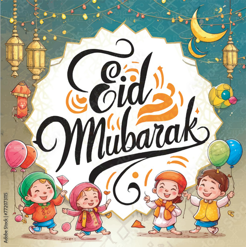 Creative Eid Mubarak Vector Artwork for Digital Invitations