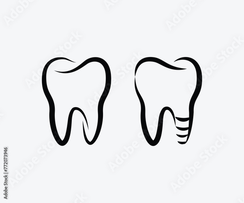 Tooth dental dentist clipart logo icon symbol vector design