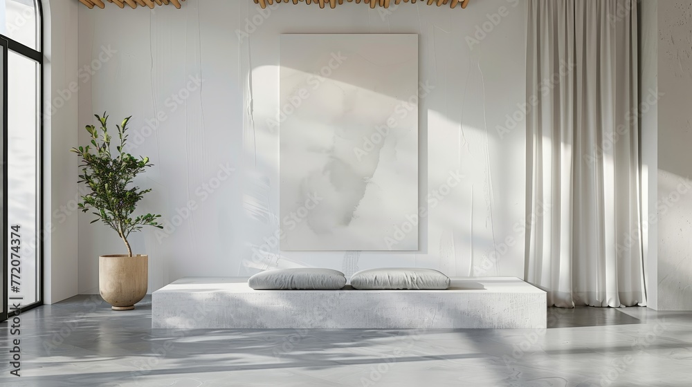 A white room with a white wall and a white couch A white room with a white wall and a white couch