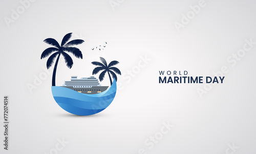 World Maritime Day  Maritime creative concept for social media banner  poster  vector illustration