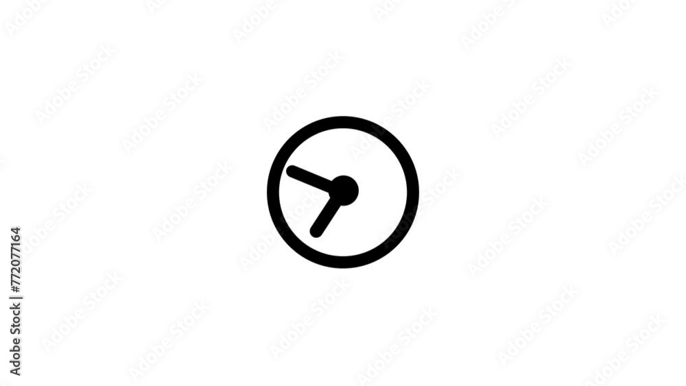Clock icon, and moving arrow rotted on the black background. Clock icon, and moving arrow rotted on the black background.