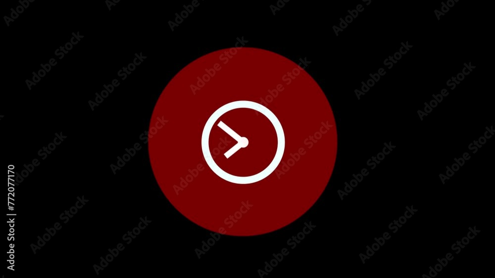 Clock icon, and moving arrow rotted on the black background. Clock icon, and moving arrow rotted on the black background.