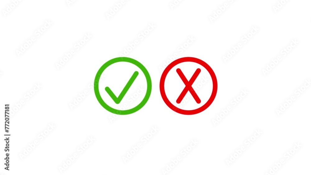 Check mark icons, tick and crosses icon animation video. Check mark icons, tick and crosses icon animation video.