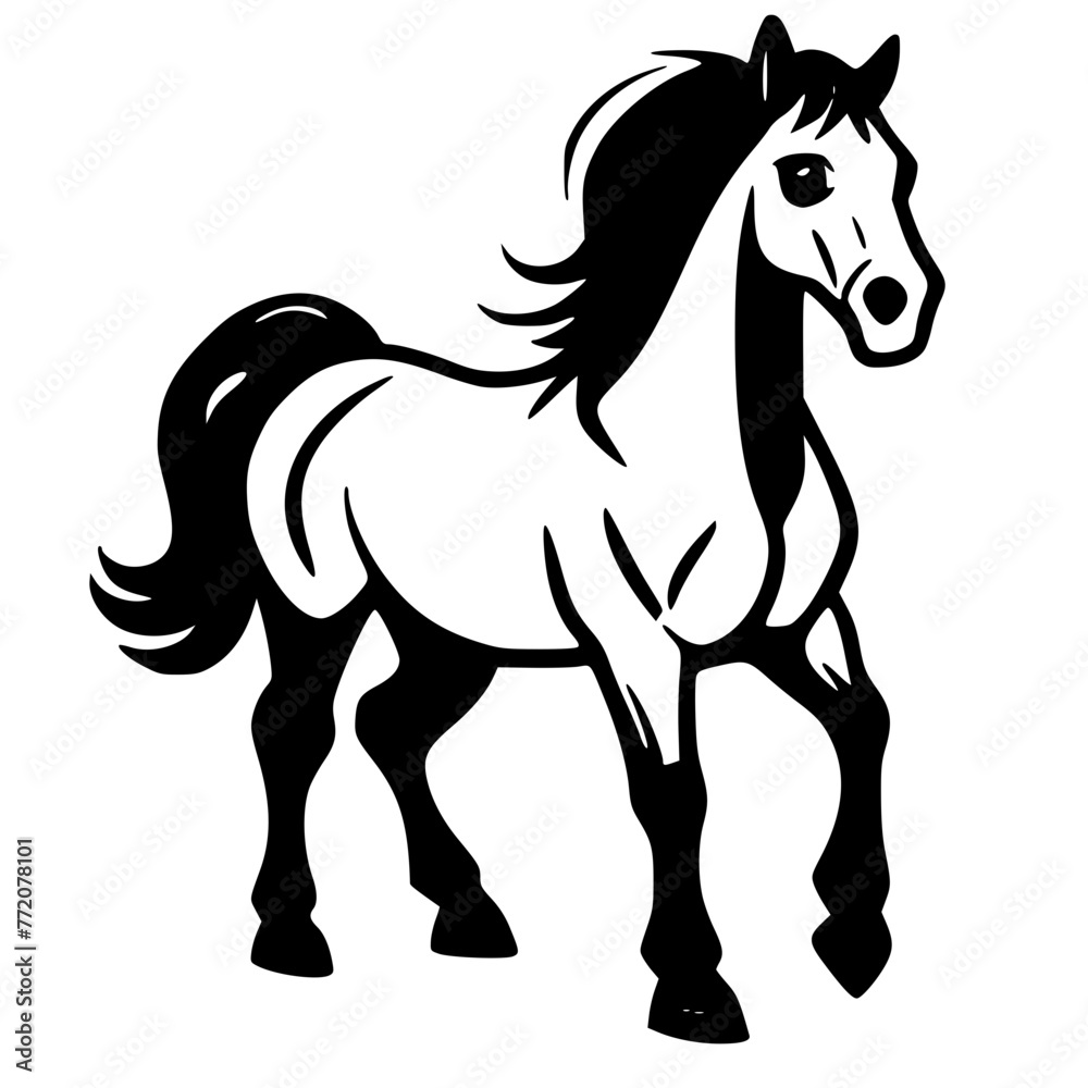 Strong black and white horse symbol, horse logo