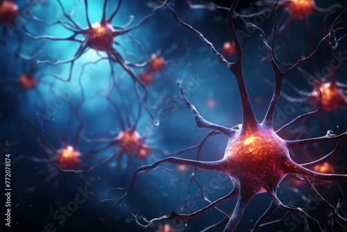 Interconnected Neurons brain. Receptor system mind. Generate Ai