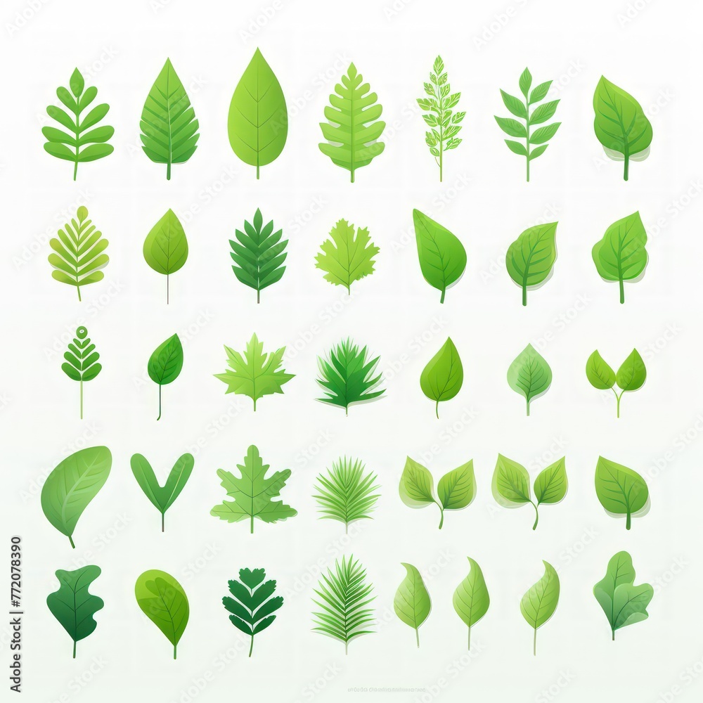 A collection of green leaf illustrations A collection of green leaf illustrations