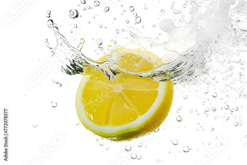 A lemon piece isolated on transparent background