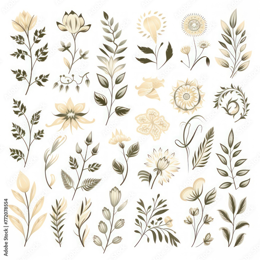 illustration floral decorative elements set illustration floral decorative elements set