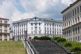 Pedestrian road and steps for the disabled in the city.