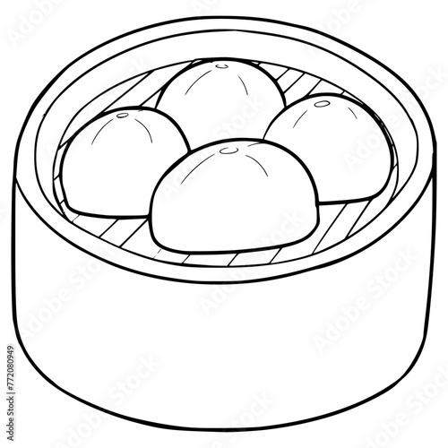bakpao on the box illustration hand drawn outline vector
