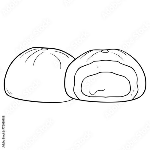 chocolate bakpao illustration hand drawn outline vector