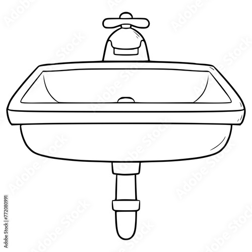 sink illustration hand drawn outline vector