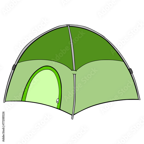 green tent illustration hand drawn isolated vector