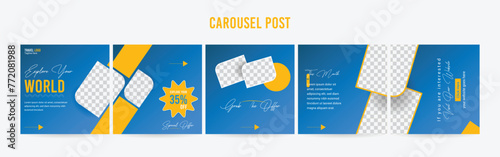 Editable Instagram Carousel Post Layout Set, Social Media Marketing microblog template design, tips & tricks linkedin post template, eps 10.	
