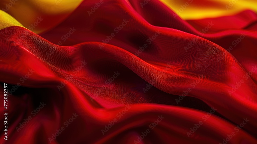 Obraz premium Wavy Spanish flag. fabric texture background