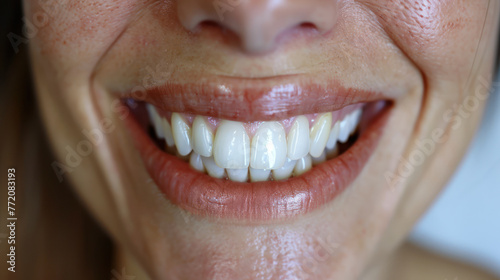 Bright Smile of a Woman With White Teeth