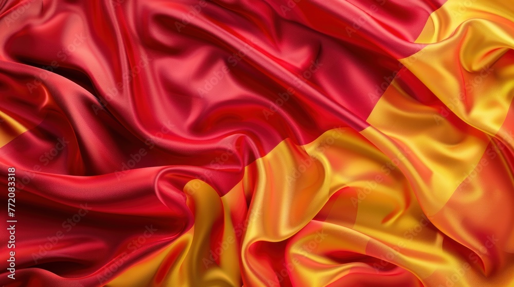 Obraz premium Wavy Spanish flag. fabric texture background
