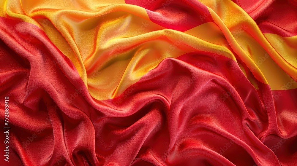 Obraz premium Wavy Spanish flag. fabric texture background