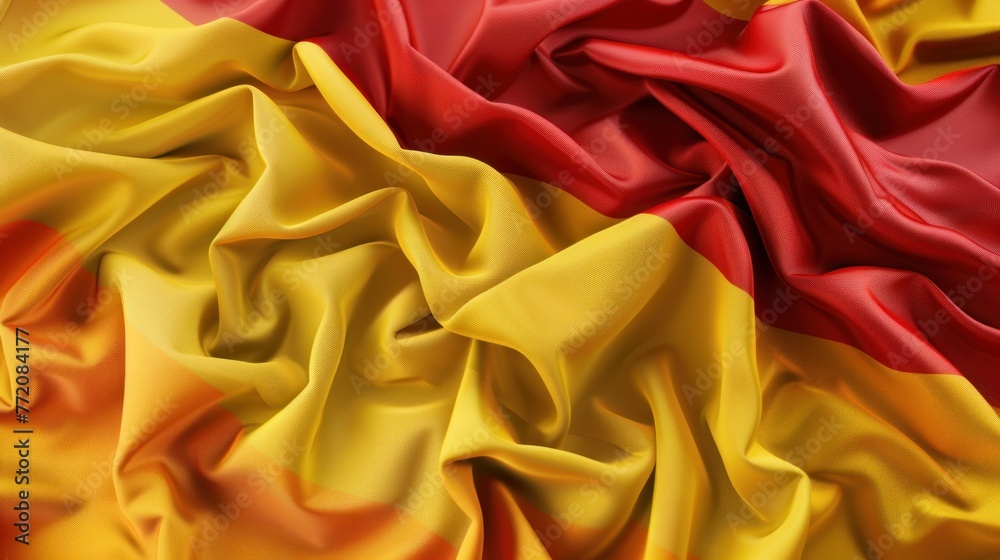 Wavy Spanish flag. fabric texture background